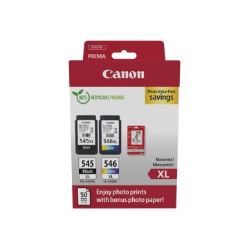   Canon PG-545XL (1x15 ml) + CL-546XL (1x13 ml) + 50 lap GP501 10x15 fényes fotópapír Multipack